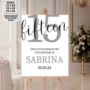 Editable 15th Birthday Welcome Sign Canva Template | Sweet 15 Quinceanera Party Sign | Girl Birthday Digital Welcome Poster
