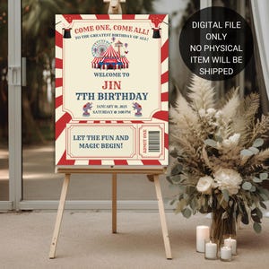 Editable Circus Birthday Welcome Sign: Carnival Poster (Digital Download)
