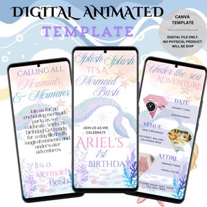 Editable The Little Mermaid Birthday Party Invitation| Ariel Birthday Party Invite, New Little Mermaid Birthday Invite