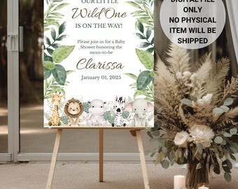 Safari Baby Shower Welcome Sign: Editable Jungle Theme (Digital Download, 18x24 inch Template)
