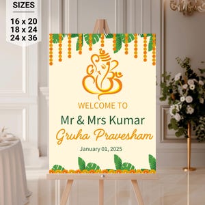 Pichwai Indian housewarming sign, Gruhapravesha Sign, Griha Pravesha Welcome Sign, Traditional Indian housewarming Sign, Vastu Welcome sign