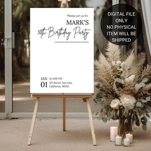 Modern 30th Birthday Welcome Sign - Customizable for Your Special Celebration, editable birthday party board, digital download, canva