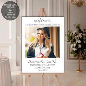 Graduation Party Welcome Sign Template, Photo Graduation Welcome Poster, Modern Minimalist Graduation Welcome, Editable Template download