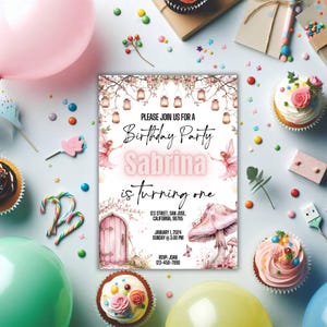 Editable Fairy Birthday Invitation Whimsical Enchanted Pixie Fairy Party Magical Floral Fairy Princess Party Instant Download Editable