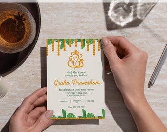 Digital Gruhapravesam Invitation, Indian Housewarming Invite, Digital download
