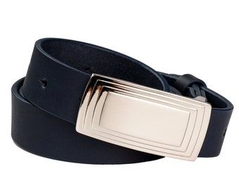 Women's belt made of genuine full grain dark blue leather - a stylish gift for her - handmade from genuine leather - accessory for her