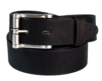 Black Leather Belt, Handmade Leather Belt for Men, Quality Roller Buckle, Gift for Him