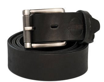 Personalized Black Leather Belt | belt with roller buckle| handmade|Personal gift