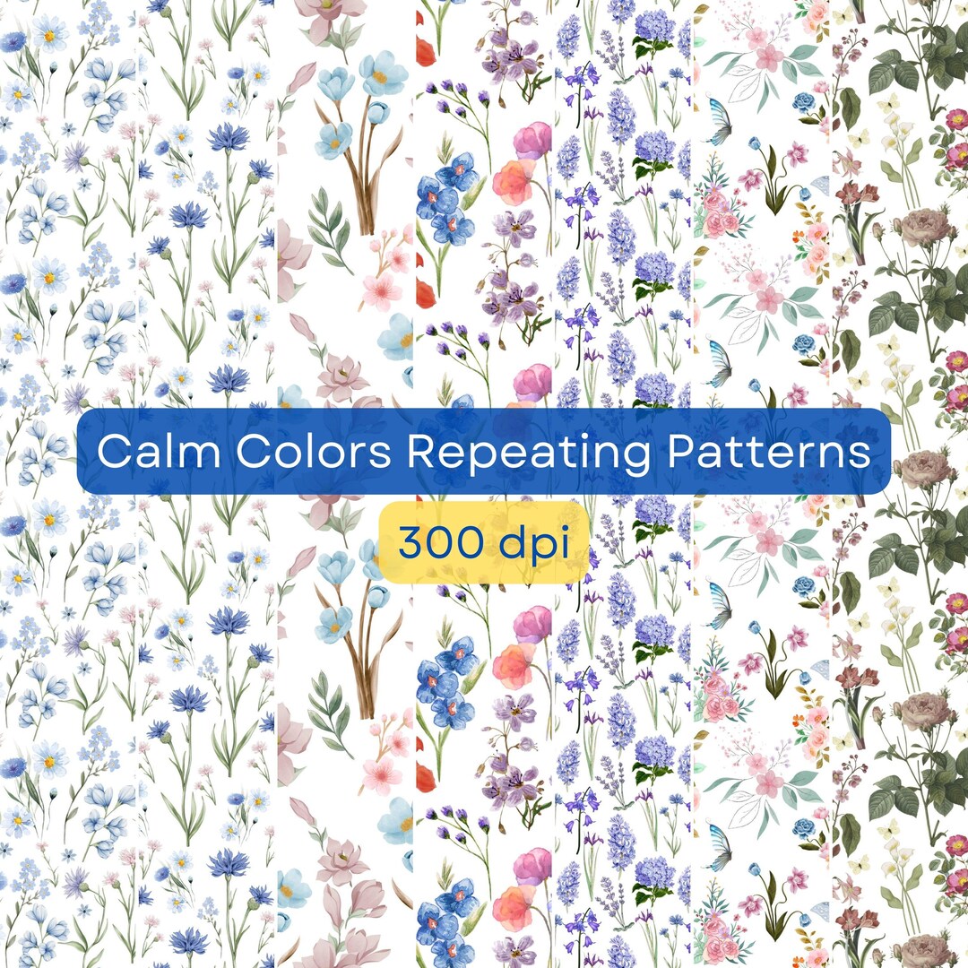 7 Printable Digital Patterns | Cool Colors | Seamless Designs - Etsy