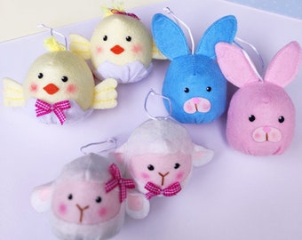 Osterschmuck-Set / Easter Bunny Felt Ornaments Set / Easter Felt Sheeps / Easter Felt Chicks / Easter Gift / Easter Decoration