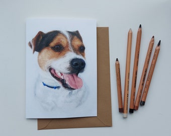 Parson/Jack Russell Terrier Greetings Card – Terrier Art – blank inside – for Vets – Dog Walkers – groomers – Breed lovers
