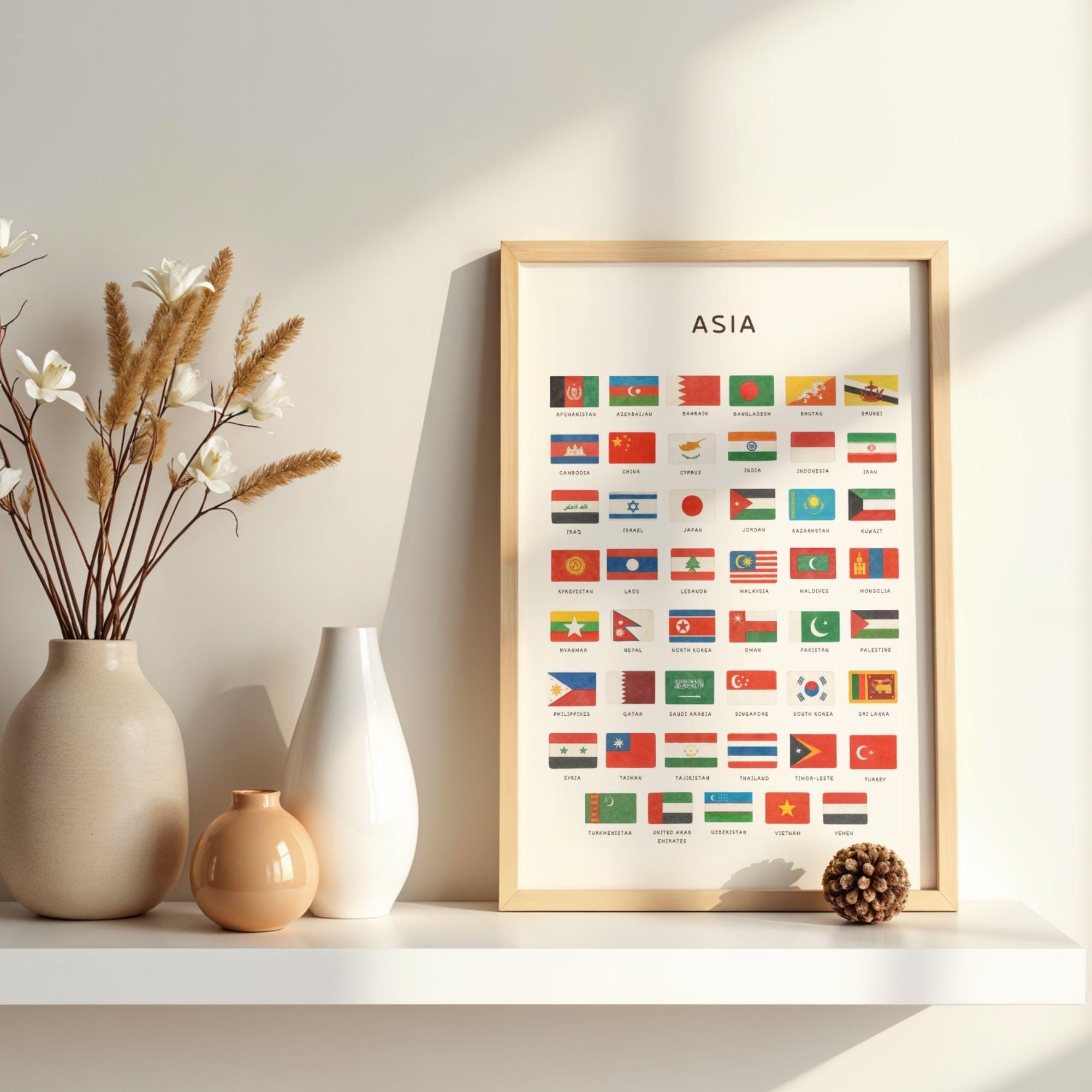 Asia Flags Poster | Asian Country Flags | Montessori | Ready to Print ...