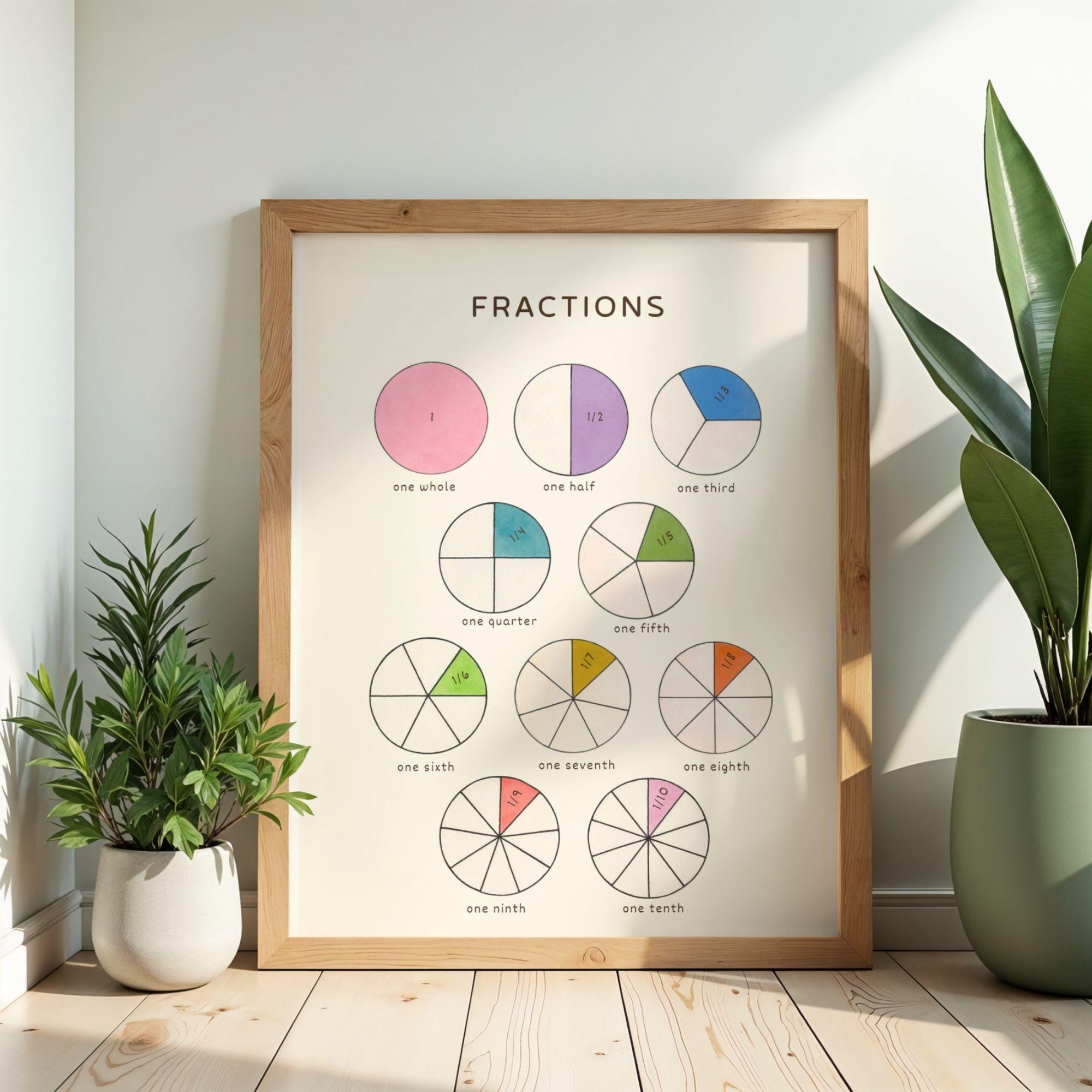 Quarters Fraction Pattern Fractions Poster | Halves Quarters Thirds | Montessori | Ready to Print ...