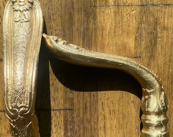 Antique Vintage Pair Of Ornate European Bronze/ Brass Door Levers Handles