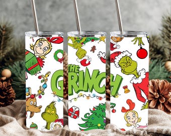 The Grinch Christmas Tumbler, Whoville Holiday Coffee Mug, Cindy Lou Who Funny Gift, Insulated Stainless Steel Travel Cup