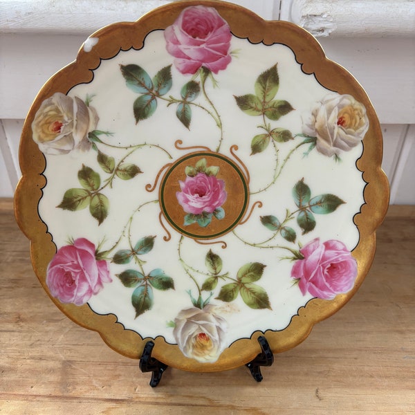 T&V Limoges Rose and Gold Plate