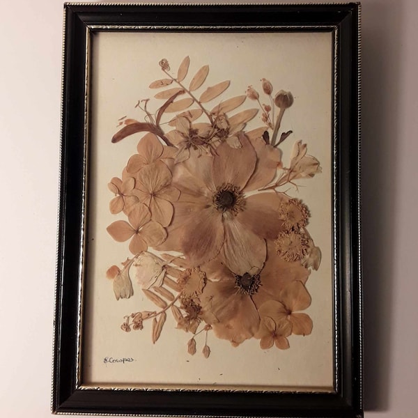 cadre fleurs séchées vintage