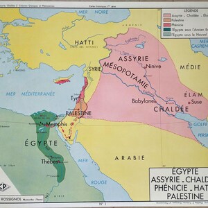 Affiche Rossignol cartes Historiques originale vintage Numéro 1 et 2 .Egypte, Assyrie, Chaldée / Colonies Grecques et Phéniciennes