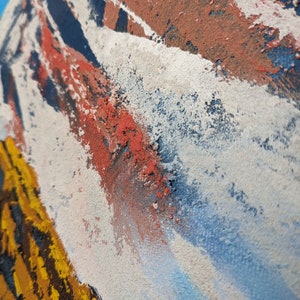 Schöne Mount Everest Kunst Texturierte Bergkunst in Acrylfarben Landschaftsansicht des Mount Everest Wanddeko Bilderwand Geschenk Bild 3