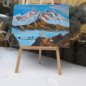 Schöne Mount Everest Kunst Texturierte Bergkunst in Acrylfarben Landschaftsansicht des Mount Everest Wanddeko Bilderwand Geschenk Bild 2