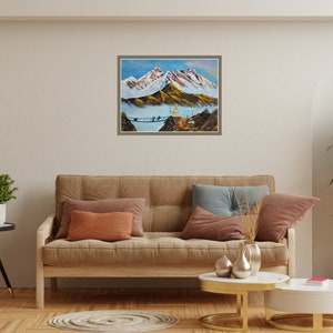 Schöne Mount Everest Kunst Texturierte Bergkunst in Acrylfarben Landschaftsansicht des Mount Everest Wanddeko Bilderwand Geschenk Bild 8