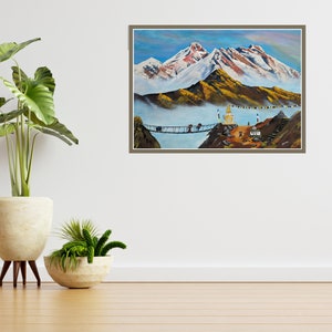 Schöne Mount Everest Kunst Texturierte Bergkunst in Acrylfarben Landschaftsansicht des Mount Everest Wanddeko Bilderwand Geschenk Bild 7