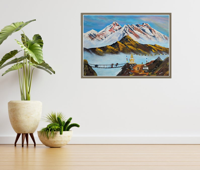 Schöne Mount Everest Kunst Texturierte Bergkunst in Acrylfarben Landschaftsansicht des Mount Everest Wanddeko Bilderwand Geschenk Bild 7