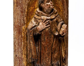 Spanish Renaissance Carved Wood Relief, St Peter, 16th Century, Gilt