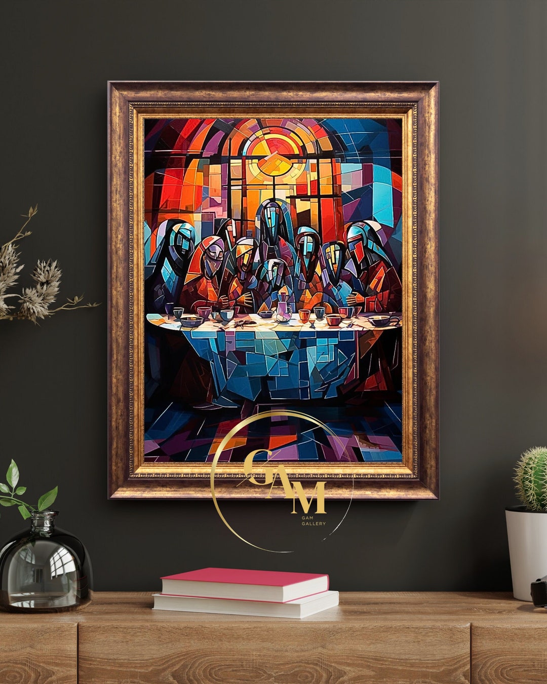 PRINTABLE the Last Supper Abstract Painting Vintage Dark Moody Portrait