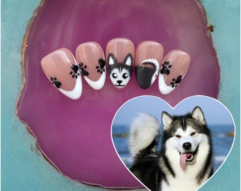 CUSTOM PET-INSPIRED Set | Pet Portrait | Luxury Press On Nails | Fake Nails | Press On Nails | Cat nails | Dog nails