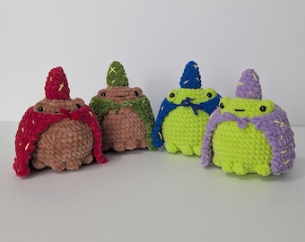 Wizard Frog Crochet Plushie || Red, Green, Blue, Purple