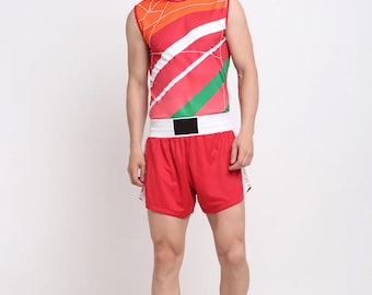 Conjunto deportivo de boxeo personalizado para hombre, camiseta sin mangas y pantalones cortos, conjunto de entrenamiento de lucha sublimado, ropa de equipo de MMA Muay Thai