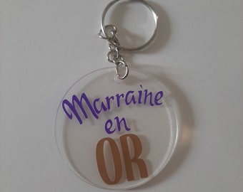 Porte clé Parrain,  Marraine