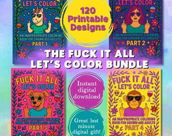 Bundel grappige vloekwoorden kleurboek – Sassy volwassen ontwerpen (120 pagina's) (digitale download)