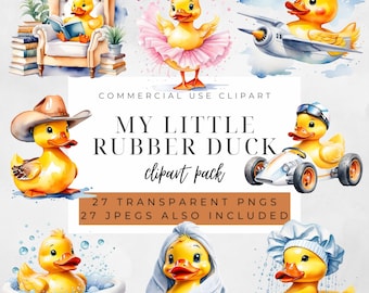 Clipart de pato de borracha, imagens de pato na hora do banho, ilustrações em aquarela para convites para chás de bebê e muito mais, clipart de esportes de pato amarelo
