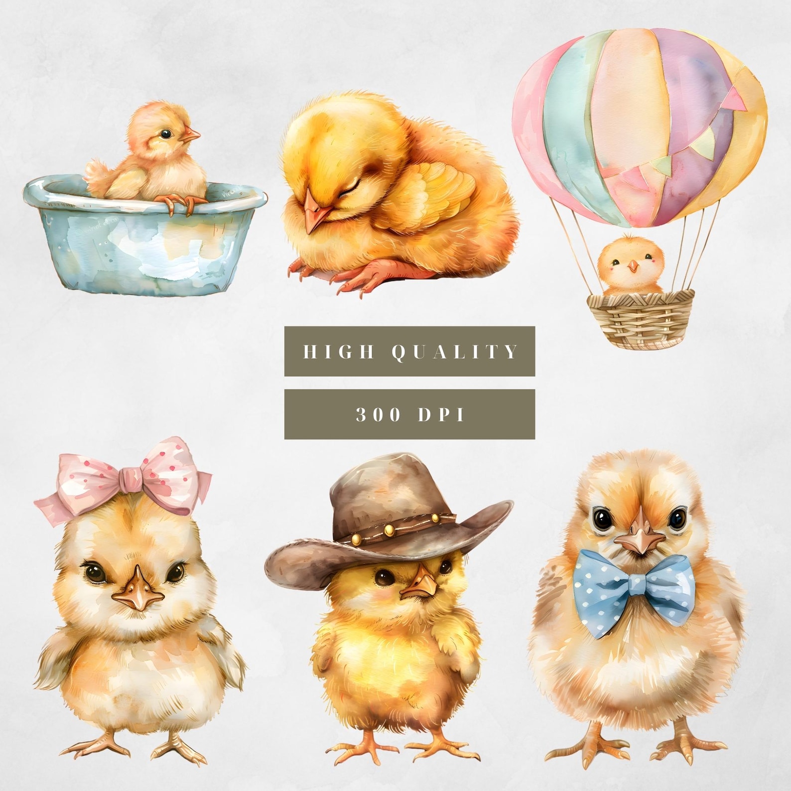 Cute Quirky Baby Chick Clipart, Watercolor Funny Quirky Farm Animals ...