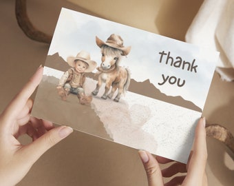 Printable Wild West Baby Shower Thank You Card | Our Little Cowboy Baby Shower Card | Instant Download | Country Rodeo themed | Cowboy Boots
