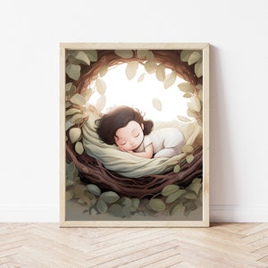 Printable Sleeping Baby Girl Pea in a Pod Wall Art | Pea In A Pod jpeg | Sweet Pea PDF Print | Digital Download