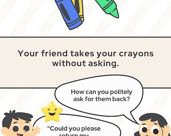 Tarjetas de resolución de conflictos para niños