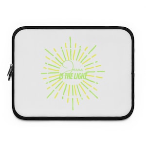Inspirational Laptop Sleeve - &quot;Jesus is the Light&quot; Design, Christian Gift, Religious Laptop Case, Modern Tech Accessories, [...]