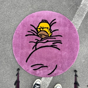 Homer tappeto trapuntato fatto a mano, forma rotonda