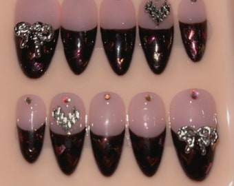 Chrome hearts & french tip Press on nails