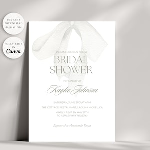 Bow Bridal Shower Invite, Bow Theme Bridal Shower, Bow Bridal Shower, Coquette Bridal Shower Invite, Shes Tying The Knot Invitation
