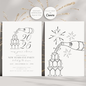 New Years Eve Invitation, New Years Eve Party, New Years Invitation, NYE Invite, New Years Party Digital Invite, Editable Instant Download
