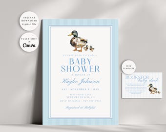 Mallard Duck Baby Shower Invitation: Watercolor Ducklings (Digital Download)