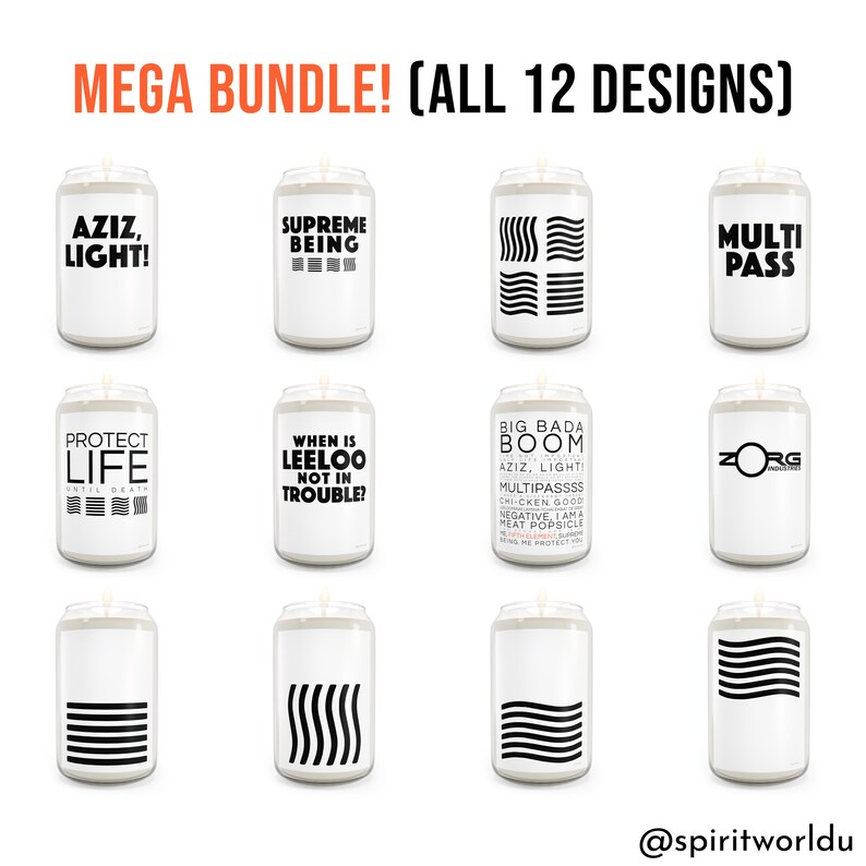 Leeloo Fifth Element Candle Bundle 4 Gift for Multi Pass Fans. Famous Movie Quotes and Original