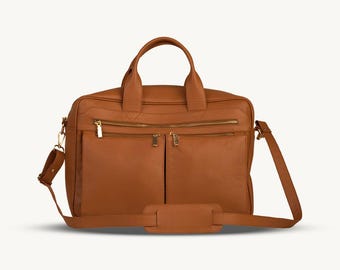 Leather Laptop Bag, Handmade Messenger Bag, Full Grain Briefcase, Office Work, Gift for Him, Vintage Laptop