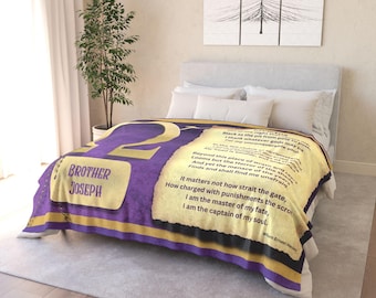 Personalized Purple and Gold Omega and Invictus Blanket