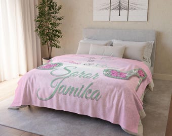 Pretty Girl in Pink and Green Blanket