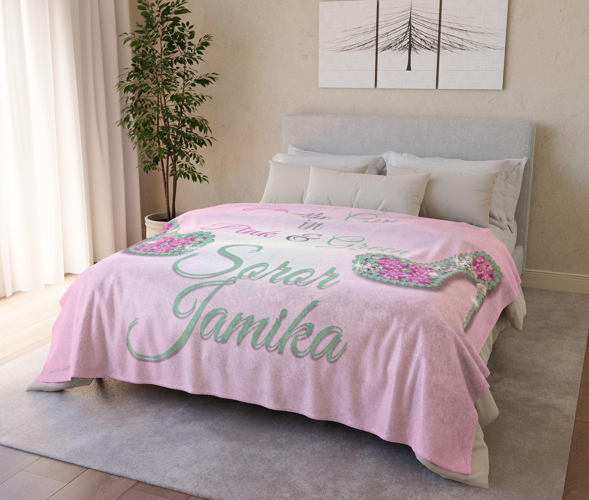 Pretty Girl in Pink and Green Blanket